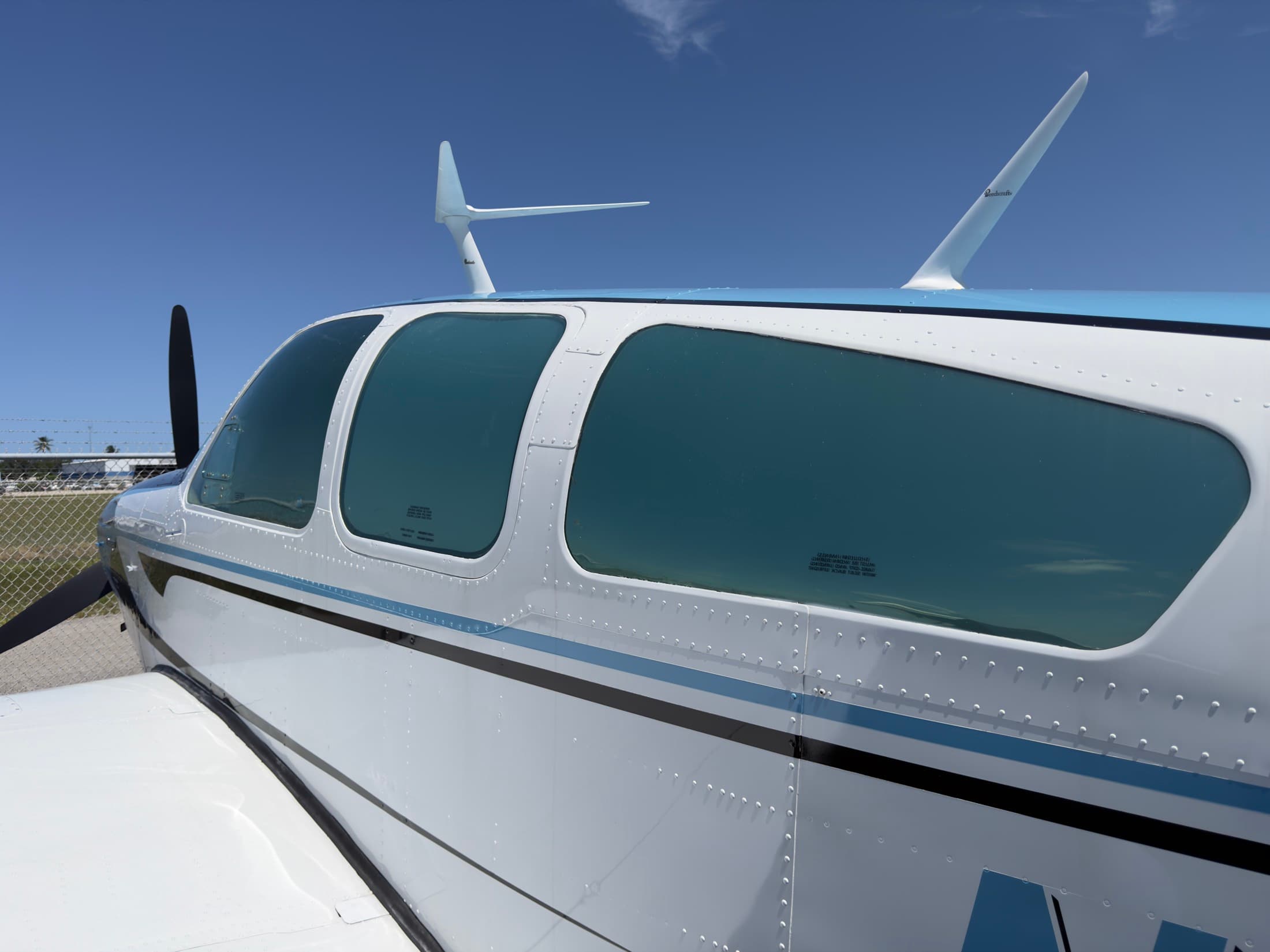 Tinted Jet Shades installed in the cabin windows